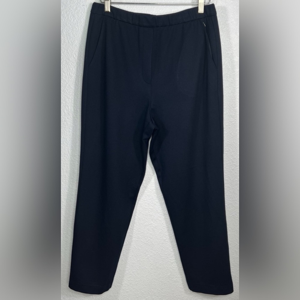 St. John Women’s Blue Pull On Pants With Faux Front Zipper - Sz Medium GUC